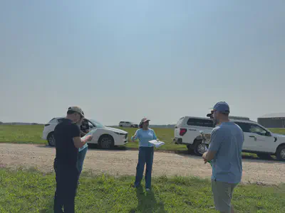 Touring the Iron Horse Farm research station with our UGA hosts.
