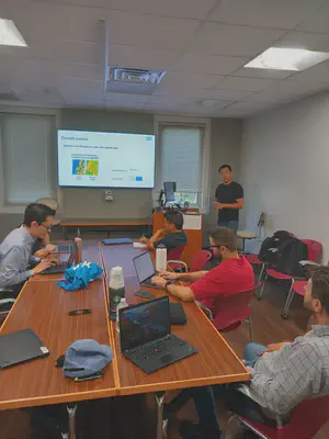 Prof. Kang Yu presenting the TUM Precision Agriculture Lab’s work on satellite-based crop nitrogen indicators.