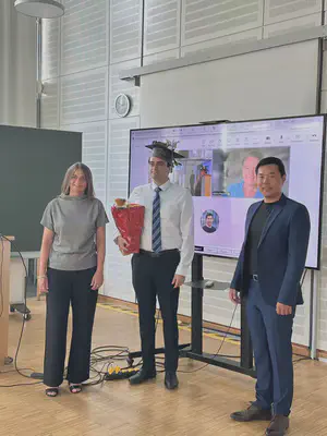 Ali Mokhtari with his examination committee. Left to right: Prof. Mirjana Minceva, Ali Mokhtari, Prof. Andries Potgieter (UQ), Prof. Kang Yu